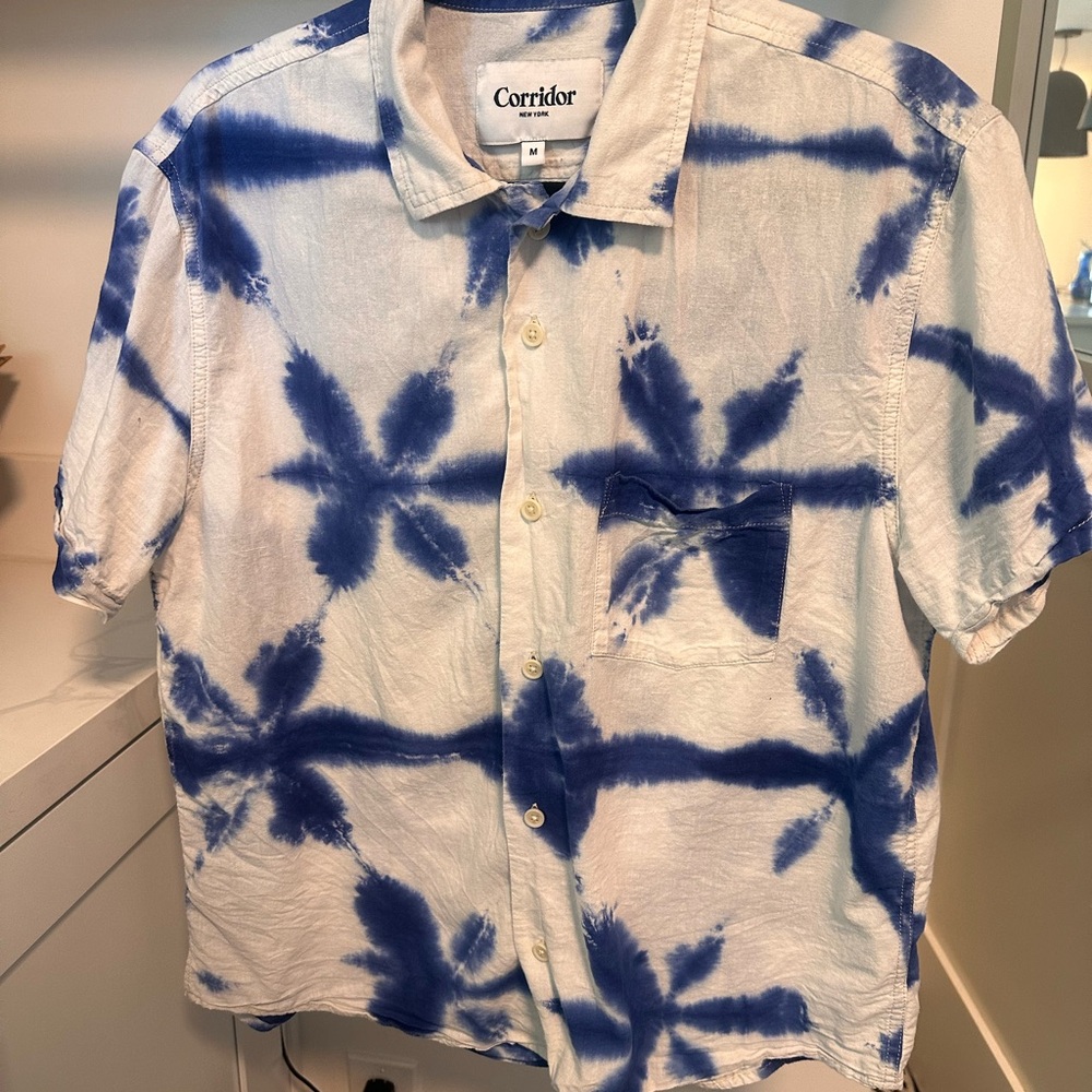 Corridor Blue Tie-Dye Casual Men's Shirt